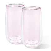 Kuber Industries 6 Pcs Double Walled Borosilicate Glass | High Thermal Resistance | Microwave & Dishwasher Safe | 240 ML | Pack of 3 | Pink